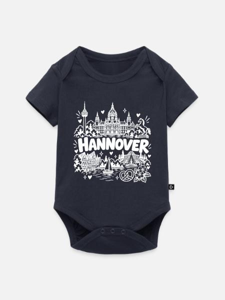 Hannover - Sehenswürdigkeiten - Niedersachsen - Baby Premium Kurzarmbody - Navy