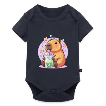 Kawaii Boba-Haustier mit Herz - Baby Premium Kurzarmbody - Navy - Vorne