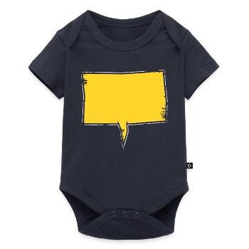Eckige Sprechblase in Gelb used look - Baby Premium Kurzarmbody - Navy - Vorne