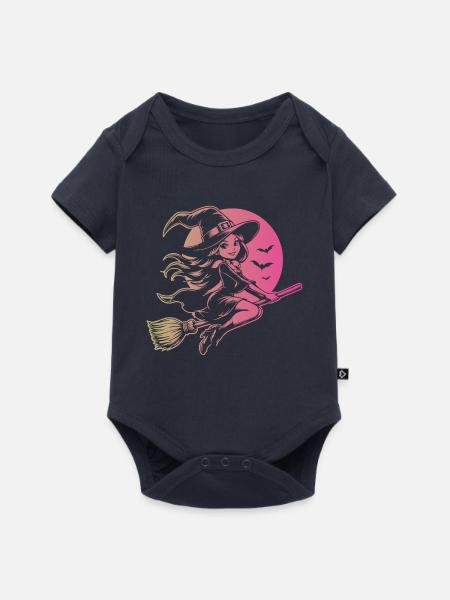 Halloween Fliegende Hexe - Baby Premium Kurzarmbody - Navy