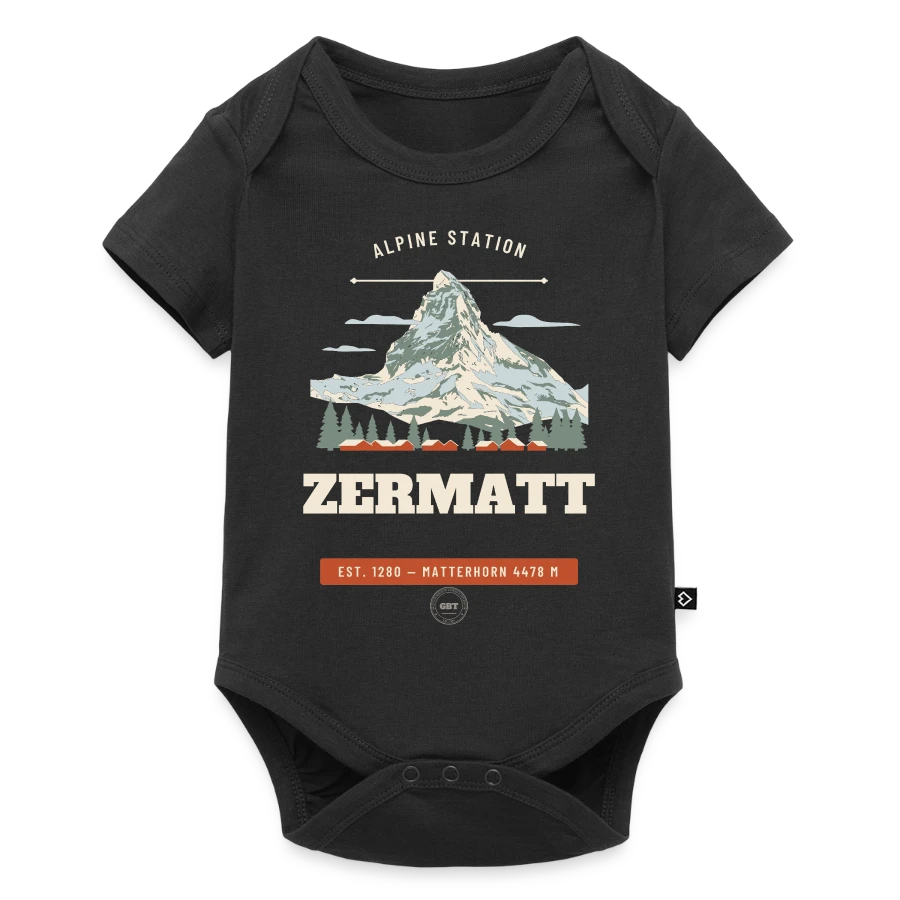 Zermatt badge on a baby premium short-sleeve bodysuit, black