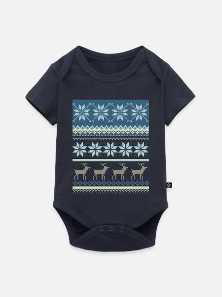 Funkelnde Winterszene - Baby Premium Kurzarmbody - Navy
