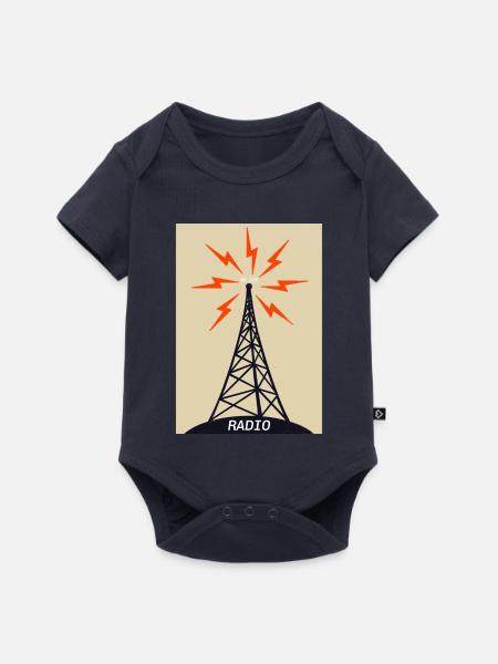 Radioturm auf Sendung - Baby Premium Kurzarmbody - Navy