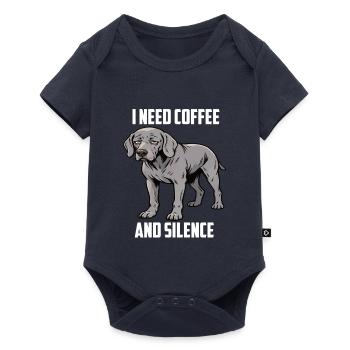 I Need Coffee and Silence Weimaraner Silbergeist - Baby Premium Kurzarmbody - Navy - Vorne