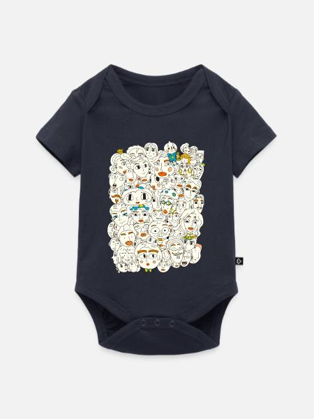 Gesichter auf und über Gesichter - Baby Premium Kurzarmbody - Navy