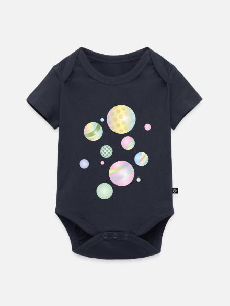 Bunte Pastell-Murmeln – Verspieltes Kugeldesign - Baby Premium Kurzarmbody - Navy