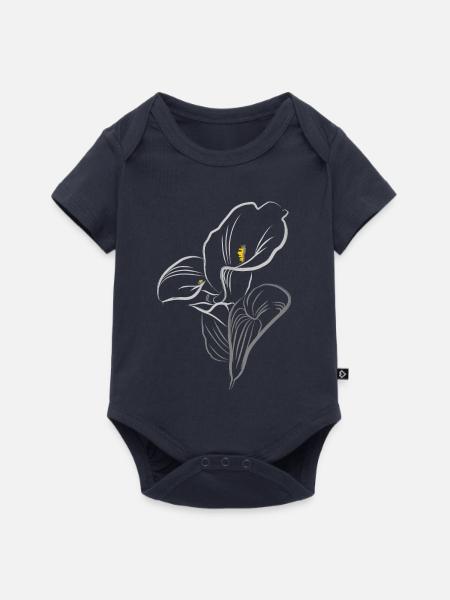 CALLA YELLOW-GREY - Baby Premium Kurzarmbody - Navy