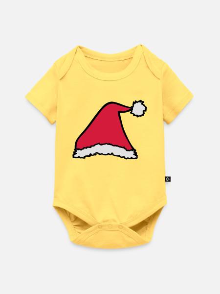 Weihnachtsmütze - Baby Premium Kurzarmbody - Pastellgelb