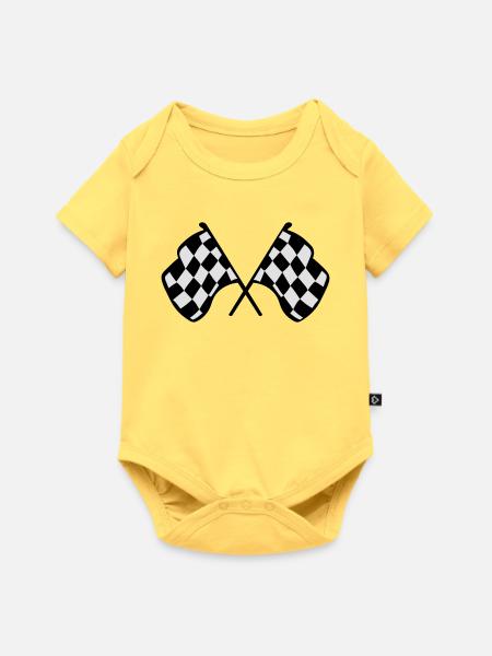 Karierte Racing Flags - Baby Premium Kurzarmbody - Pastellgelb