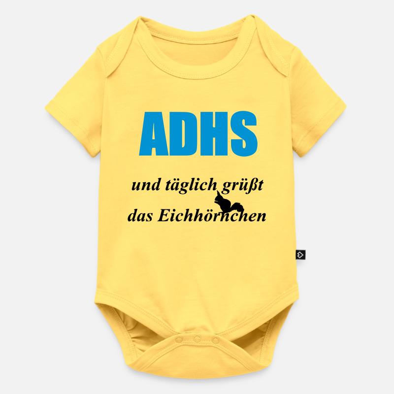 ADHS Eichhörnchen Geschenk - Baby Premium Kurzarmbody - Pastellgelb