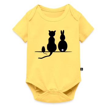 Katz Maus Hase - Baby Premium Kurzarmbody - Pastellgelb - Vorne