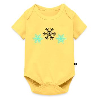 Schneeflocken - Baby Premium Kurzarmbody - Pastellgelb - Vorne