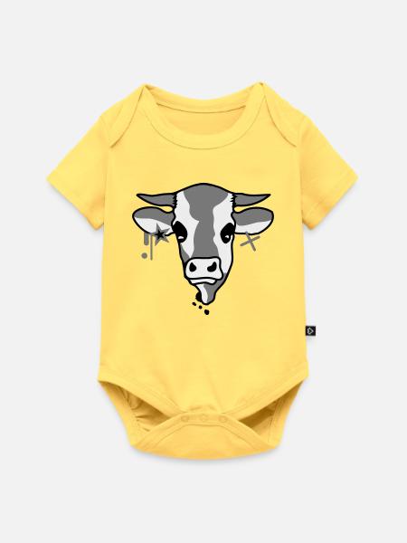 Kuh - Baby Premium Kurzarmbody - Pastellgelb