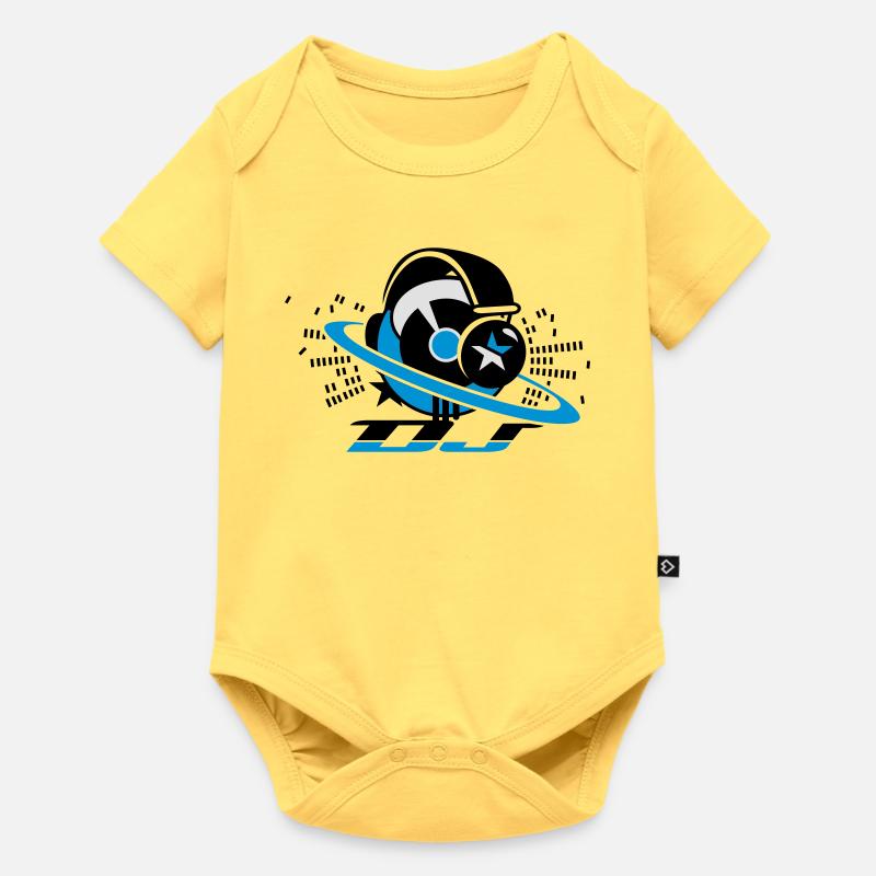 DJ- Plattenpult mit Kopfhörer und Equalizer - Baby Premium Kurzarmbody - Pastellgelb
