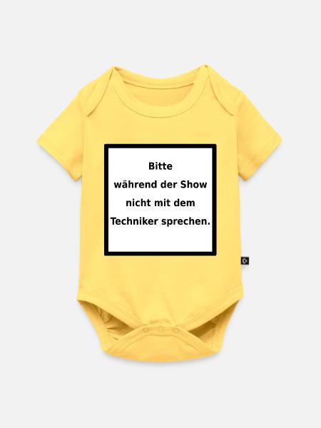 Warnhinweis: Techniker. (black/white) - Baby Premium Kurzarmbody - Pastellgelb