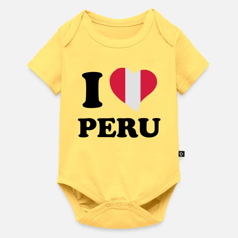 I love Peru - J'aime Pérou - Body à manches courtes Premium Bébé - jaune pastel