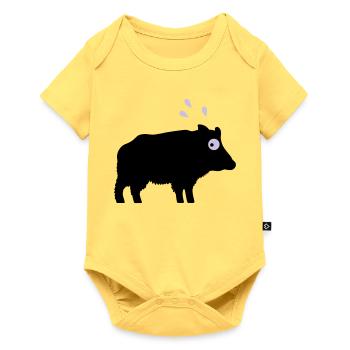 Angstschwitzendes Wildschwein - Baby Premium Kurzarmbody - Pastellgelb - Vorne