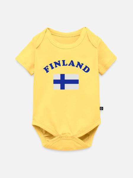Finnische Flagge - Baby Premium Kurzarmbody - Pastellgelb