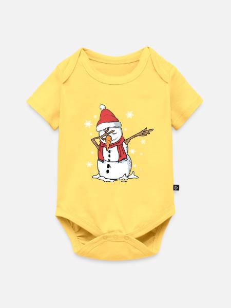 Snowman Dab - Baby Premium Kurzarmbody - Pastellgelb