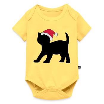 Chaton dans un chapeau de Noël. - Body à manches courtes Premium Bébé - jaune pastel - Devant