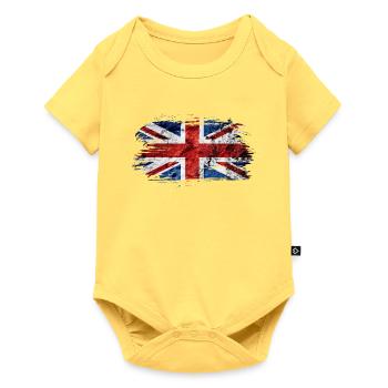 Drapeau vintage / cadeau de Grande-Bretagne - Body à manches courtes Premium Bébé - jaune pastel - Devant