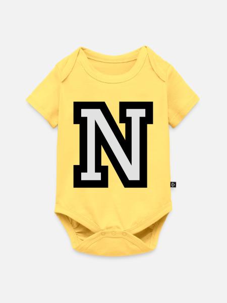 Buchstabe N - Baby Premium Kurzarmbody - Pastellgelb