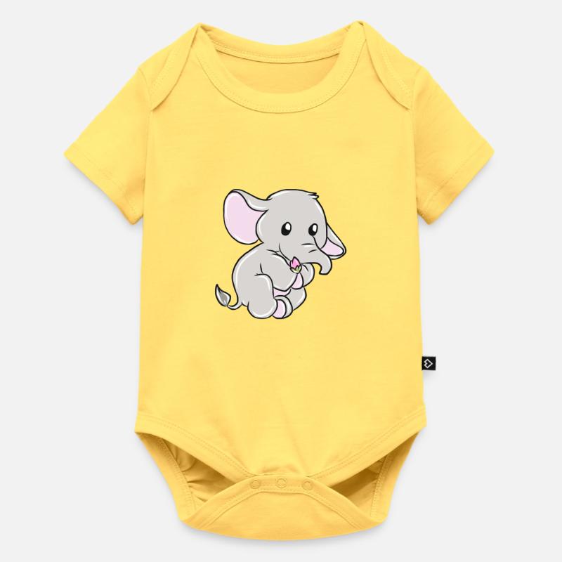 éléphant - Body à manches courtes Premium Bébé - jaune pastel