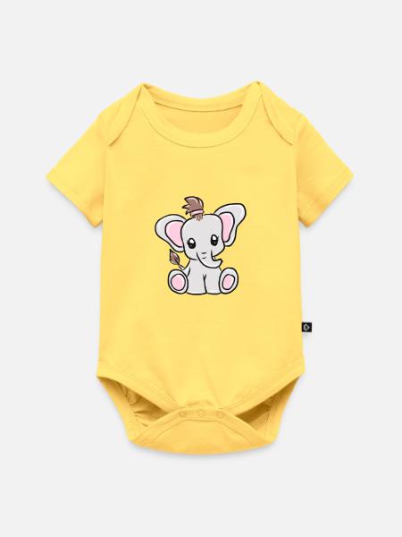 Elefant - Baby Premium Kurzarmbody - Pastellgelb