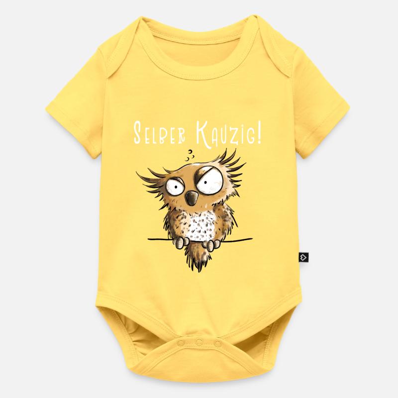 Selber Kauzig Eule Funmotiv Mit Spruch - Baby Premium Kurzarmbody - Pastellgelb