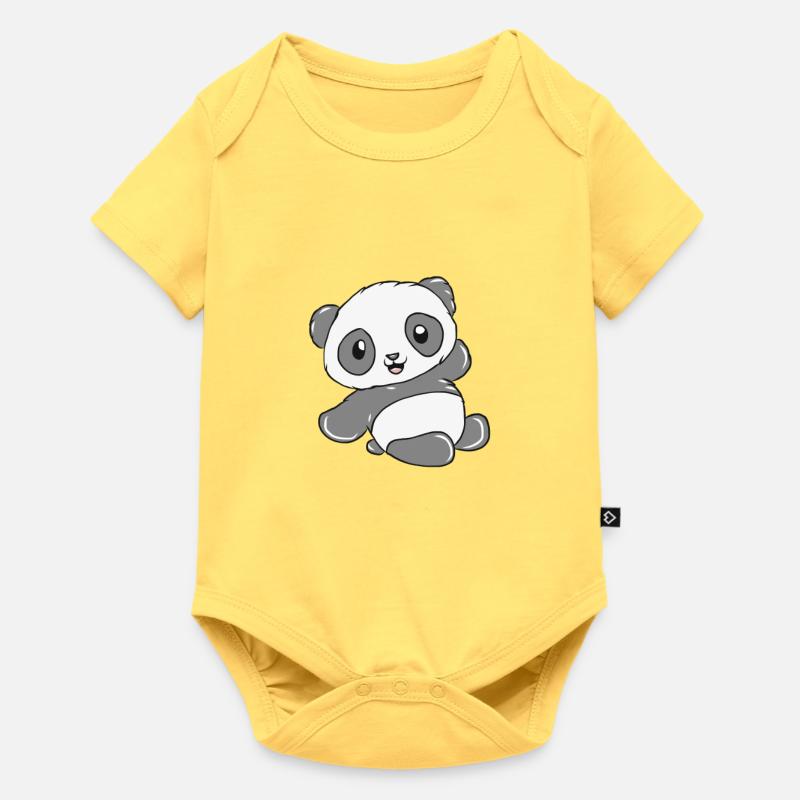 panda - Body à manches courtes Premium Bébé - jaune pastel