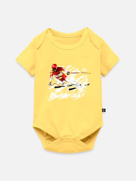 Ski Slalom - Baby Premium Kurzarmbody - Pastellgelb