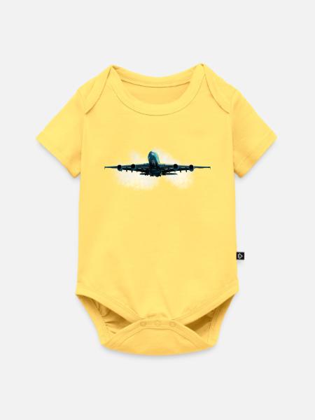 Größte Passagierflugzeug - Baby Premium Kurzarmbody - Pastellgelb