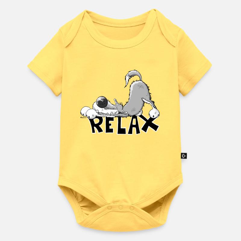 Relax Wolf - Baby Premium Kurzarmbody - Pastellgelb