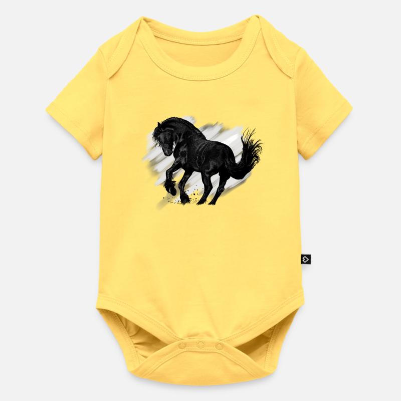 cheval - Body à manches courtes Premium Bébé - jaune pastel
