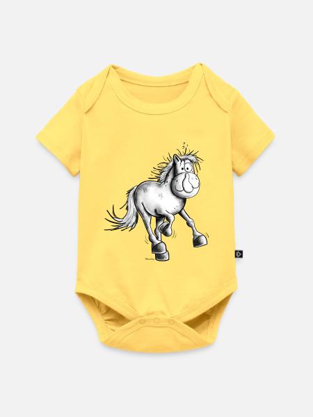 Flottes Pferdchen - Baby Premium Kurzarmbody - Pastellgelb