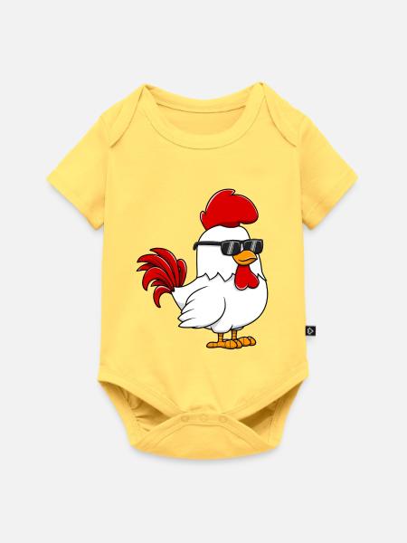 Hahn Huhn - Baby Premium Kurzarmbody - Pastellgelb