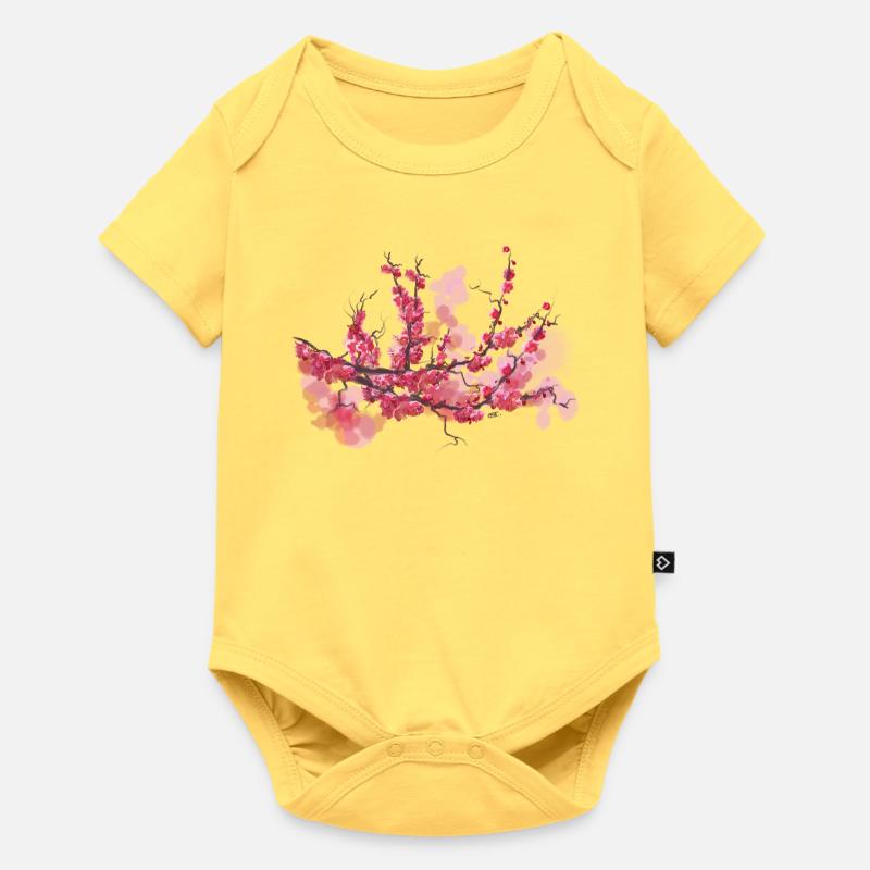 sakura - Body à manches courtes Premium Bébé - jaune pastel