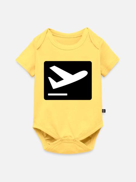 Flugzeug beim Starten - Baby Premium Kurzarmbody - Pastellgelb