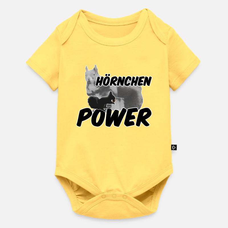 Hörnchenpower Eichhörnchen Tiere Spruch - Baby Premium Kurzarmbody - Pastellgelb