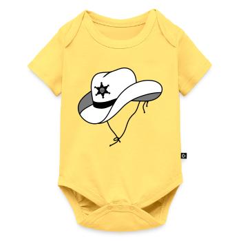 Chapeau de shérif avec petit crâne sur étoile de shérif - Body à manches courtes Premium Bébé - jaune pastel - Devant
