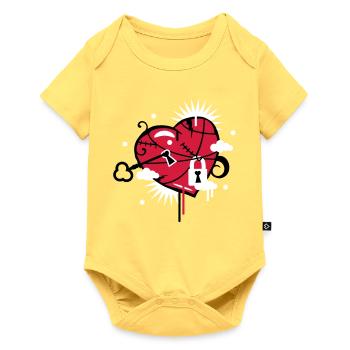 laced & repaired heart with keyhole - Baby Premium short-sleeve bodysuit - sky yellow - Front