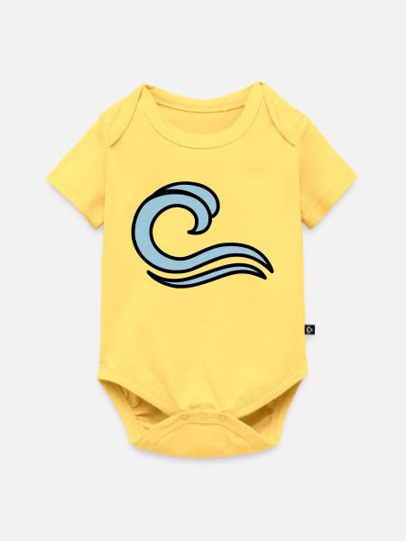 Wellen - Baby Premium Kurzarmbody - Pastellgelb