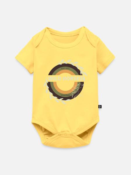 Wilde Pferde - Baby Premium Kurzarmbody - Pastellgelb