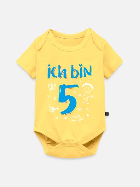 Junge Kindergeburtstag / 5. Geburtstag / 5 Jahre - Baby Premium Kurzarmbody - Pastellgelb