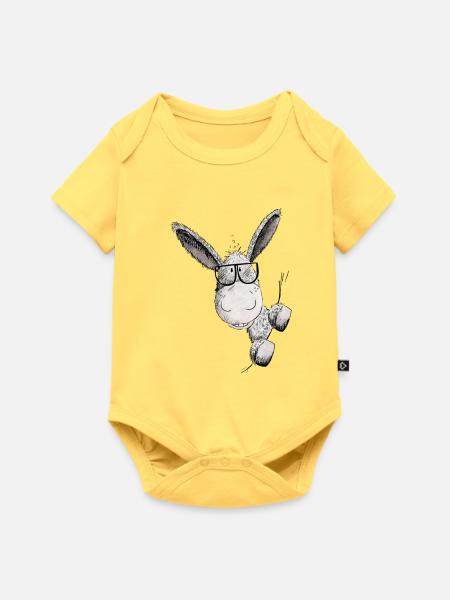 Esel mit Sonnenbrille I Tiermotiv Eselchen - Baby Premium Kurzarmbody - Pastellgelb