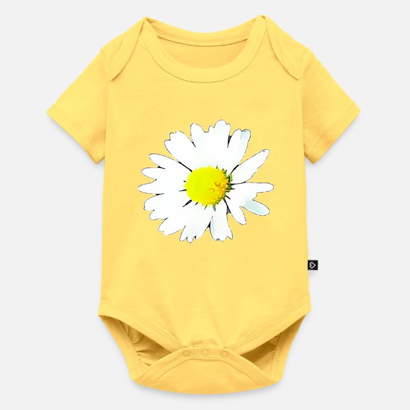 Blume - Gänseblümchen - Baby Premium Kurzarmbody - Pastellgelb