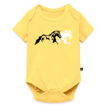 Chevaux Etalon Jument Poulain - Body à manches courtes Premium Bébé - jaune pastel - Devant