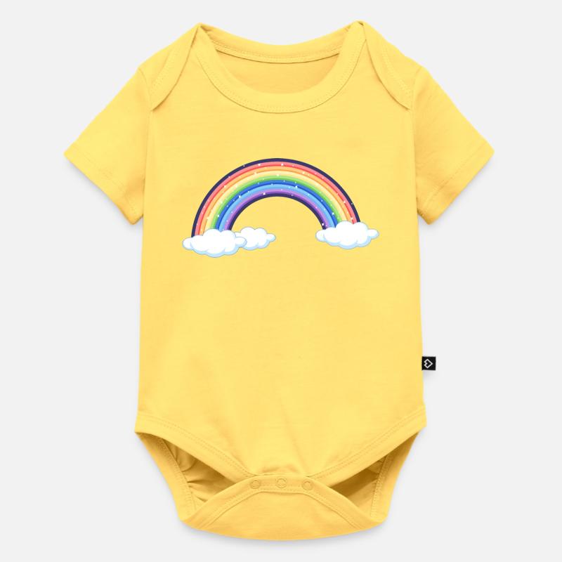 Lebendiger Regenbogen über den Wolken - Baby Premium Kurzarmbody - Pastellgelb