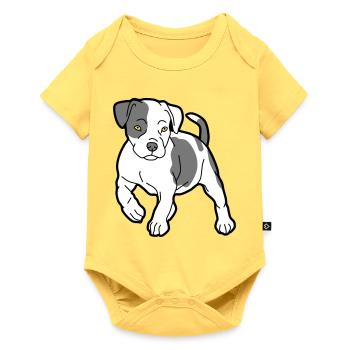 chien - Body à manches courtes Premium Bébé - jaune pastel - Devant