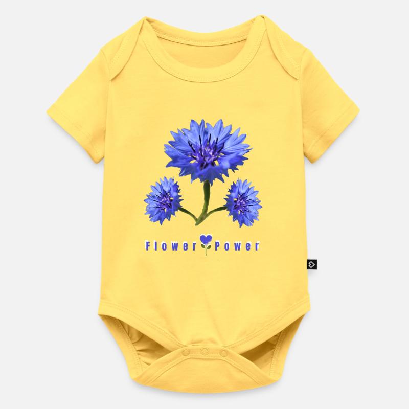 Fleur de maïs bleu - Body à manches courtes Premium Bébé - jaune pastel